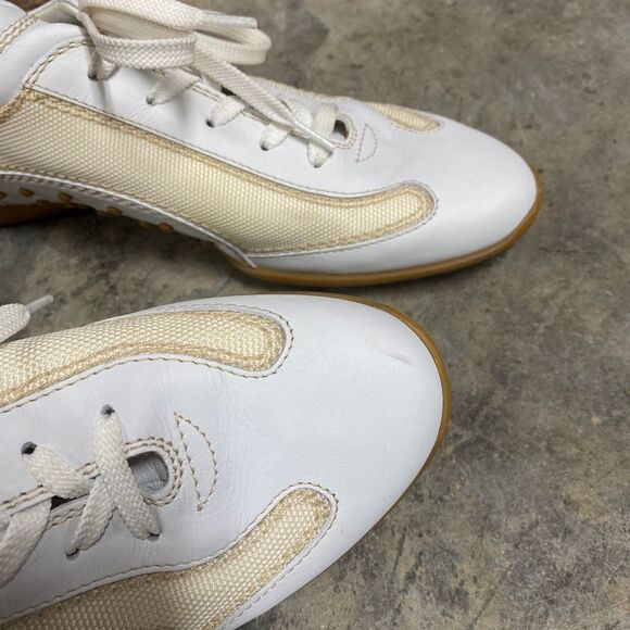 Tod’s White & Cream Leather Sneaker Size 7 - Picture 10 of 11